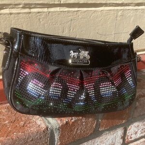 Coach Black Clutch with Multicolor Accents